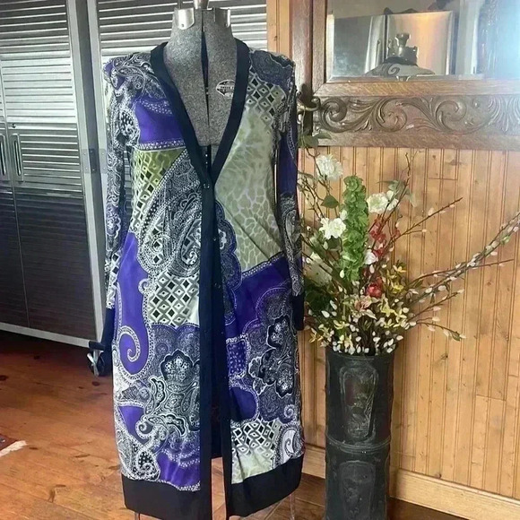 Chico’s women’s Size 0 black label summer long cardigan. - Picture 1 of 9